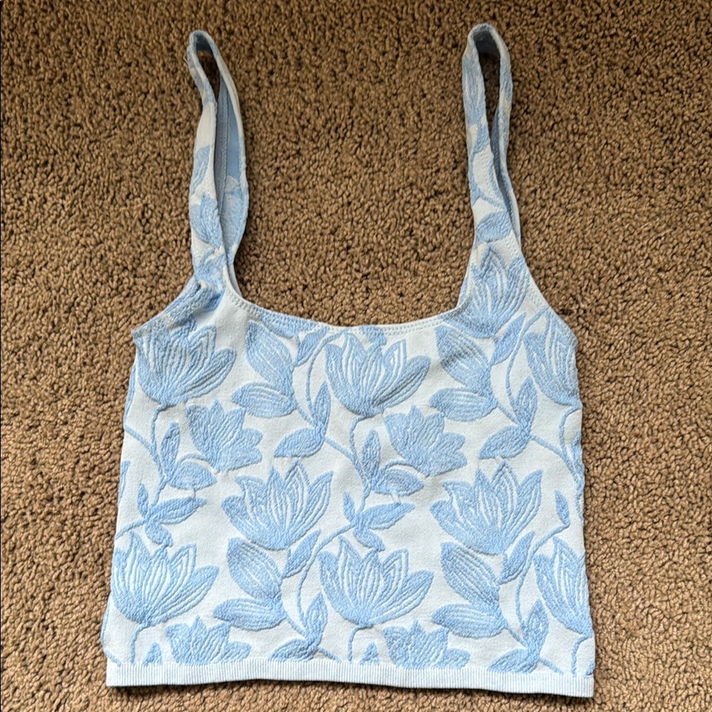 Anthropologie Blue Floral Crop Top size small